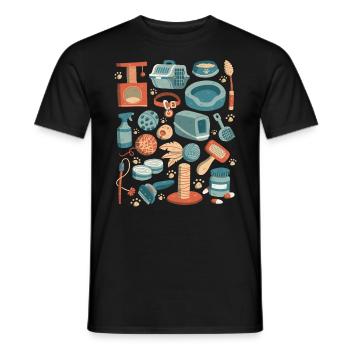 Katzen Doodles - Katzenpflege - Katzenbesitzer - Männer T-Shirt - Schwarz - Vorne - AI Model Male 178 light (178cm)