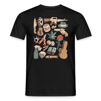 Mafia, crimes, gangsters, argent de protection, trafic de drogue - T-shirt homme - noir - Devant - AI Model Male 178 light (178cm)