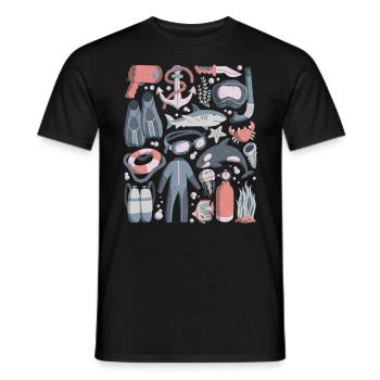 Diving Doodles Scuba Snorkeling Diving Equipment - Men's T-Shirt - black - Front - AI Model Male 178 light (178cm)