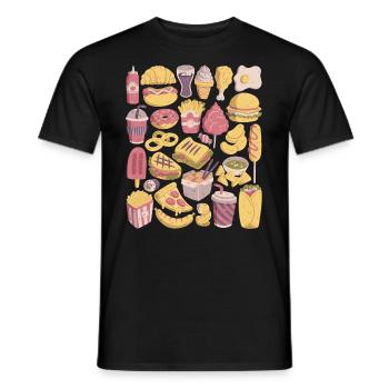 Fast-food Doodles Junk Food Snacks Malsain Délicieux - T-shirt homme - noir - Devant - AI Model Male 178 light (178cm)