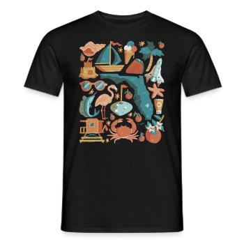 Florida Doodles États-Unis Miami Orlando Amérique - T-shirt homme - noir - Devant - AI Model Male 178 light (178cm)