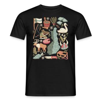 Finland Doodles Europe Scandinavia Helsinki - Men's T-Shirt - black - Front - AI Model Male 178 light (178cm)