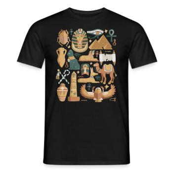 Ägypten Doodles Pyramide Pharao Sphinx Kairo - Männer T-Shirt - Schwarz - Vorne - AI Model Male 178 light (178cm)
