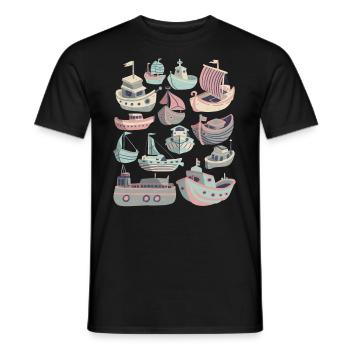 Boote Schiffe Doodle Segeln Kapitän Hafen Anker - Männer T-Shirt - Schwarz - Vorne - AI Model Male 178 light (178cm)