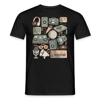 DJ Doodles Club Party Disco Nachtleben Clubbing - Männer T-Shirt - Schwarz - Vorne - AI Model Male 178 light (178cm)