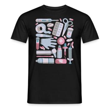 Trousse de premiers soins Doodles Trousse de premiers soins Médecine - T-shirt homme - noir - Devant - AI Model Male 178 light (178cm)