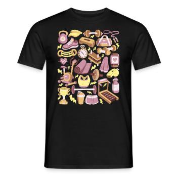 Fitness Doodles Workout Training Cardio Gym - Männer T-Shirt - Schwarz - Vorne - AI Model Male 178 light (178cm)