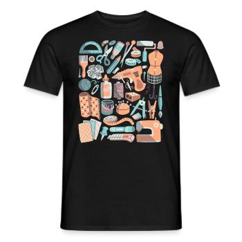 Artisanat DIY Doodle Machine à coudre faite à la main Hobby - T-shirt homme - noir - Devant - AI Model Male 178 light (178cm)