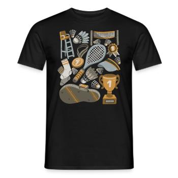 Badminton / Federball - Männer T-Shirt - Schwarz - Vorne - AI Model Male 178 light (178cm)