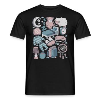 Bedtime Good Night Sleep Fatigue Bed - Men's T-Shirt - black - Front - AI Model Male 178 light (178cm)