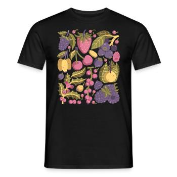 Berries: strawberries, raspberries, blueberries, cherries - Men's T-Shirt - black - Front - AI Model Male 178 light (178cm)