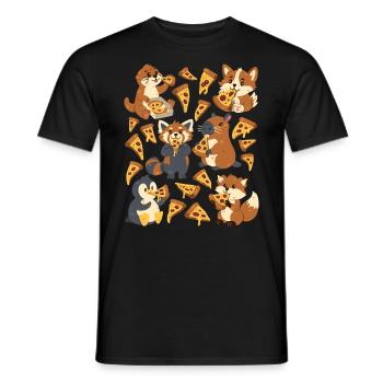 Pizza: Capybara, Fuchs, Corgi, Otter, Pinguin - Männer T-Shirt - Schwarz - Vorne - AI Model Male 178 light (178cm)