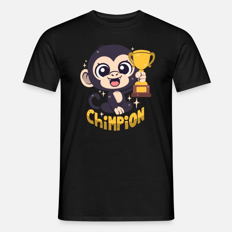 Schimpansen-Champion mit Pokal (Wortwitz) - Männer T-Shirt - Schwarz