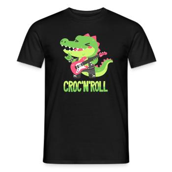 Rocker Crocodile - Jeu de mots - T-shirt homme - noir - Devant - AI Model Male 178 light (178cm)
