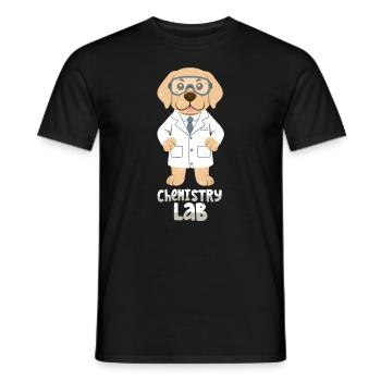Labrador dans le laboratoire de chimie - T-shirt homme - noir - Devant - AI Model Male 178 light (178cm)
