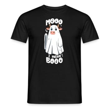 Cow Ghost / Jeu de mots d’Halloween - T-shirt homme - noir - Devant - AI Model Male 178 light (178cm)