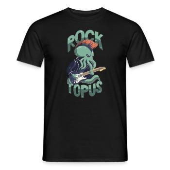 Rocker Octopus / Pun / Rocktopus - Men's T-Shirt - black - Front - AI Model Male 178 light (178cm)