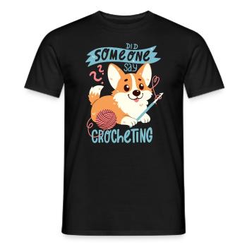 Crochet Corgi - T-shirt homme - noir - Devant - AI Model Male 178 light (178cm)