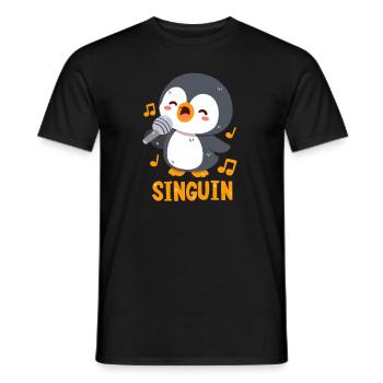 Singing Penguin: Singuin - Men's T-Shirt - black - Front - AI Model Male 178 light (178cm)
