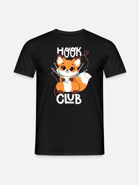 Häkel-Fuchs im Haken-Club - Männer T-Shirt - Schwarz