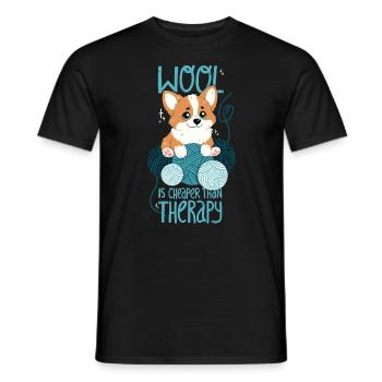 La laine est moins chère que la thérapie - T-shirt homme - noir - Devant - AI Model Male 178 light (178cm)