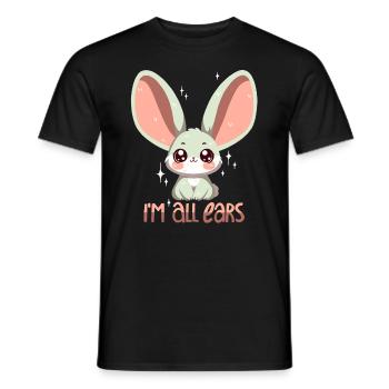 Hase: Ich bin ganz Ohr! - Männer T-Shirt - Schwarz - Vorne - AI Model Male 178 light (178cm)