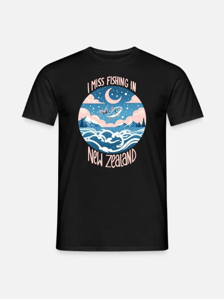 Angeln in Neuseeland - Männer T-Shirt - Schwarz