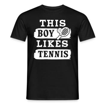 Boy Likes Tennis Ironic Saying Ball Sports Hobby - Men's T-Shirt - black - Front - AI Model Male 178 light (178cm)