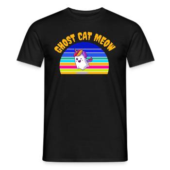 ghost cat meow - Men's T-Shirt - black - Front - AI Model Male 178 light (178cm)