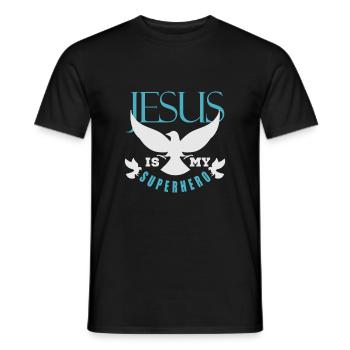 Jesus My Superhero Bible Christian Christian Gift - Men's T-Shirt - black - Front - AI Model Male 178 light (178cm)