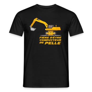 Conducteur de pelle - T-shirt homme - noir - Devant - AI Model Male 178 light (178cm)