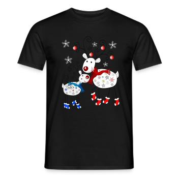 Renne avec des chaussettes - T-shirt homme - noir - Devant - AI Model Male 178 light (178cm)