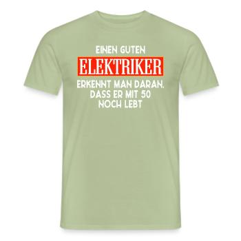 Elektriker Fun Shirt zum 50. Geburtstag - Männer T-Shirt - Sage - Vorne - AI Model Male 178 light (178cm)