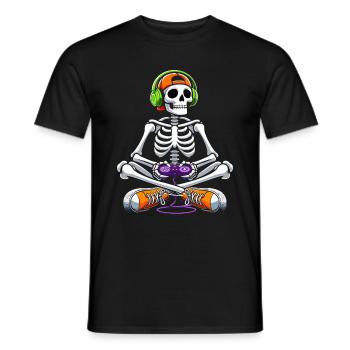 Skeleton Gamer Video Game Halloween - Men's T-Shirt - black - Front - AI Model Male 178 light (178cm)
