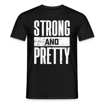 Strong and Pretty Funny Saying Fitness Gym - Men's T-Shirt - black - Front - AI Model Male 178 light (178cm)