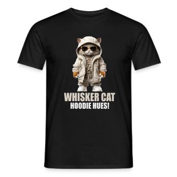 chemise de chat drôle dire moustache chat sweat à capuche - T-shirt homme - noir - Devant - AI Model Male 178 light (178cm)