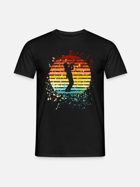 Rétro-trompette avec des taches de couleur trompette - T-shirt homme - noir