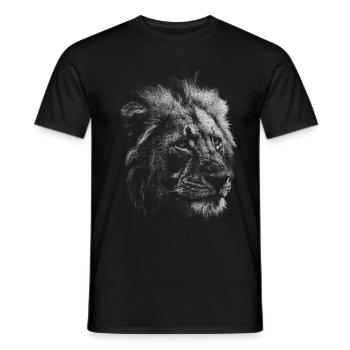 Tête de lion lion aux yeux turquoise - T-shirt homme - noir - Devant - AI Model Male 178 light (178cm)