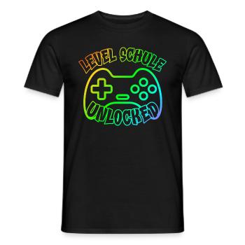 Level Schule Gamer Zocker idötzchen 1.Schultag - Männer T-Shirt - Schwarz - Vorne - AI Model Male 178 light (178cm)