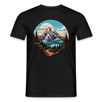 Mountains Landscape - Men's T-Shirt - black - Front - AI Model Male 178 light (178cm)