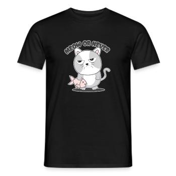 Katze Miau Fisch - Männer T-Shirt - Schwarz - Vorne - AI Model Male 178 light (178cm)