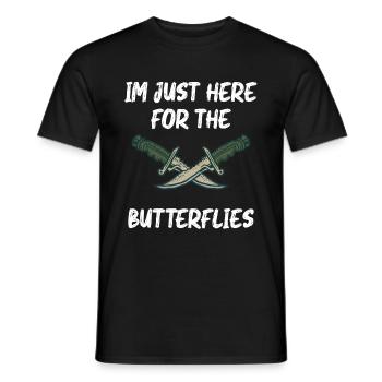 Chez Just Here For The Butterflies Knife Collector - T-shirt homme - noir - Devant - AI Model Male 178 light (178cm)