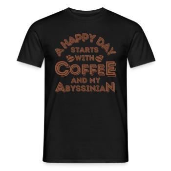 Abyssinian Cat Coffee Cafe - Men's T-Shirt - black - Front - AI Model Male 178 light (178cm)