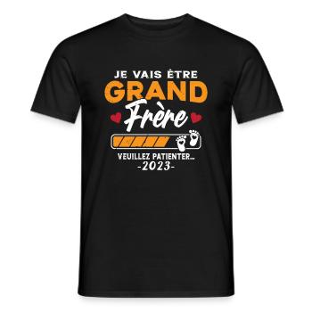 Je vais Être Grand Frère 2023 idée cadeau - T-shirt homme - noir - Devant - AI Model Male 178 light (178cm)