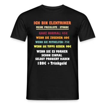Ich bin Elektriker Preisliste - Männer T-Shirt - Schwarz - Vorne - AI Model Male 178 light (178cm)