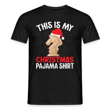 Chess Pieces Chessboard Christmas - Men's T-Shirt - black - Front - AI Model Male 178 light (178cm)