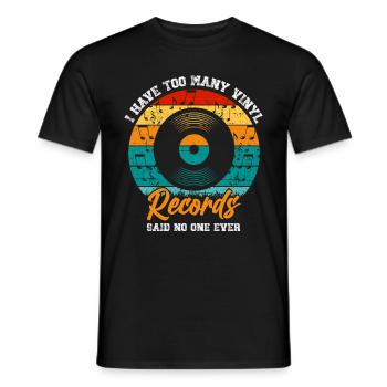 Retro Vinyl Sammlung Schallplatte Plattenspieler - Männer T-Shirt - Schwarz - Vorne - AI Model Male 178 light (178cm)