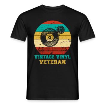 Platine vinyle vinyle rétro collection - T-shirt homme - noir - Devant - AI Model Male 178 light (178cm)
