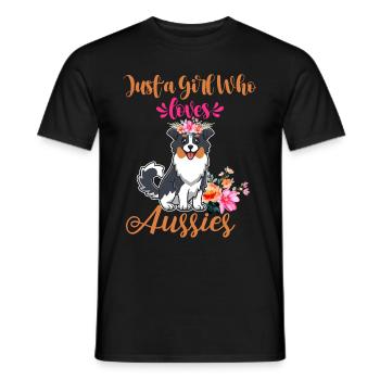 Australian Shepherd Aussie Dad Aussie Mom - Men's T-Shirt - black - Front - AI Model Male 178 light (178cm)