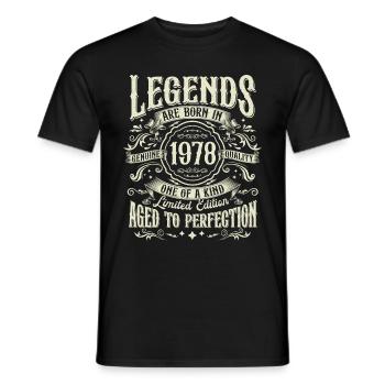 Né en 1978 Legends Vintage Anniversaire - T-shirt homme - noir - Devant - AI Model Male 178 light (178cm)